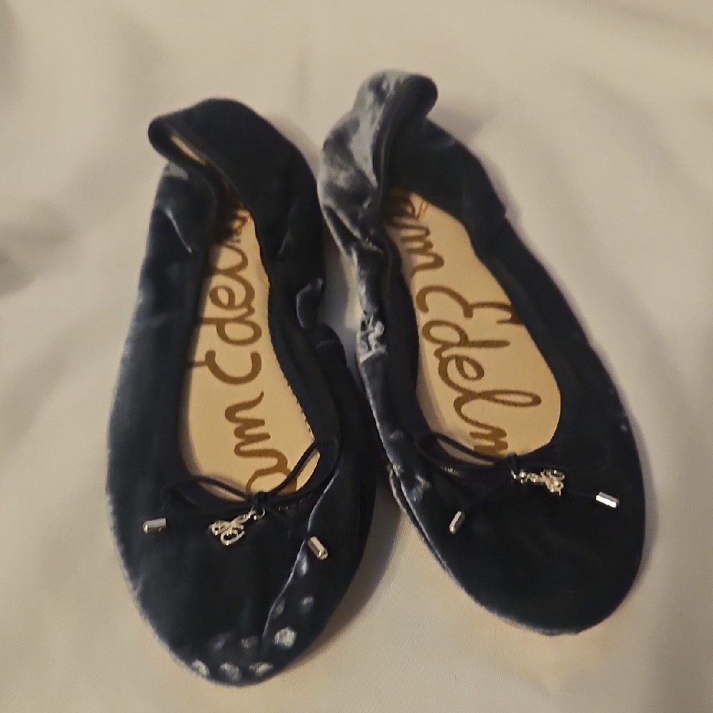 Sam Edelman Dark Velvet Flats with Bow